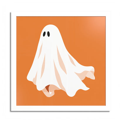 Orange ghost framed art print with a white frame