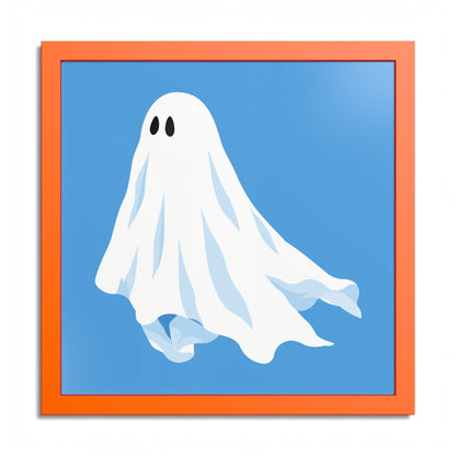 Blue ghost framed art print with an orange frame