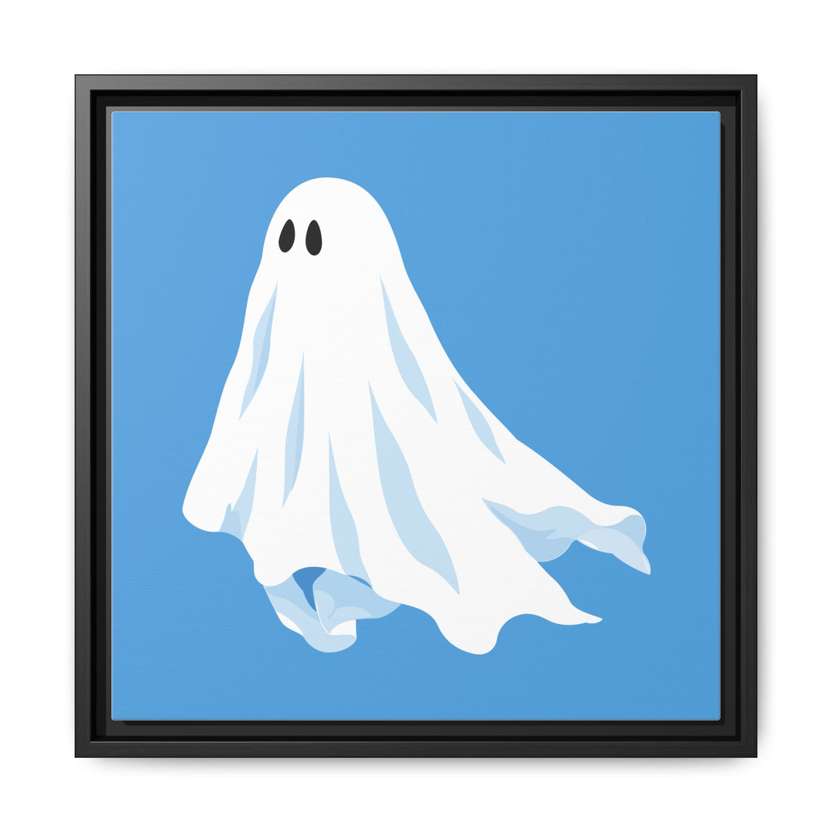 Blue ghost framed canvas print with a black frame
