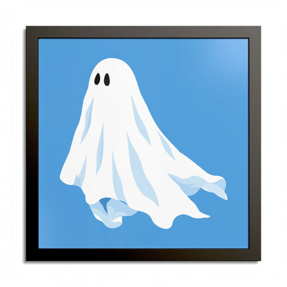 Blue ghost framed art print with a black frame