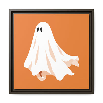 Orange ghost framed canvas print with an espresso frame