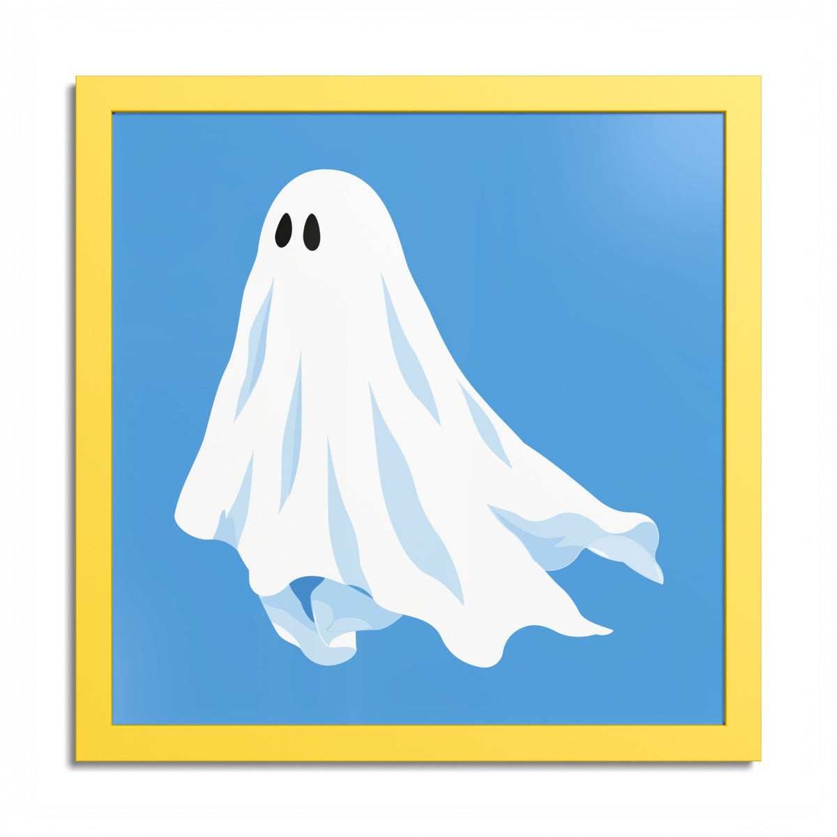 Blue ghost framed art print with a yellow frame