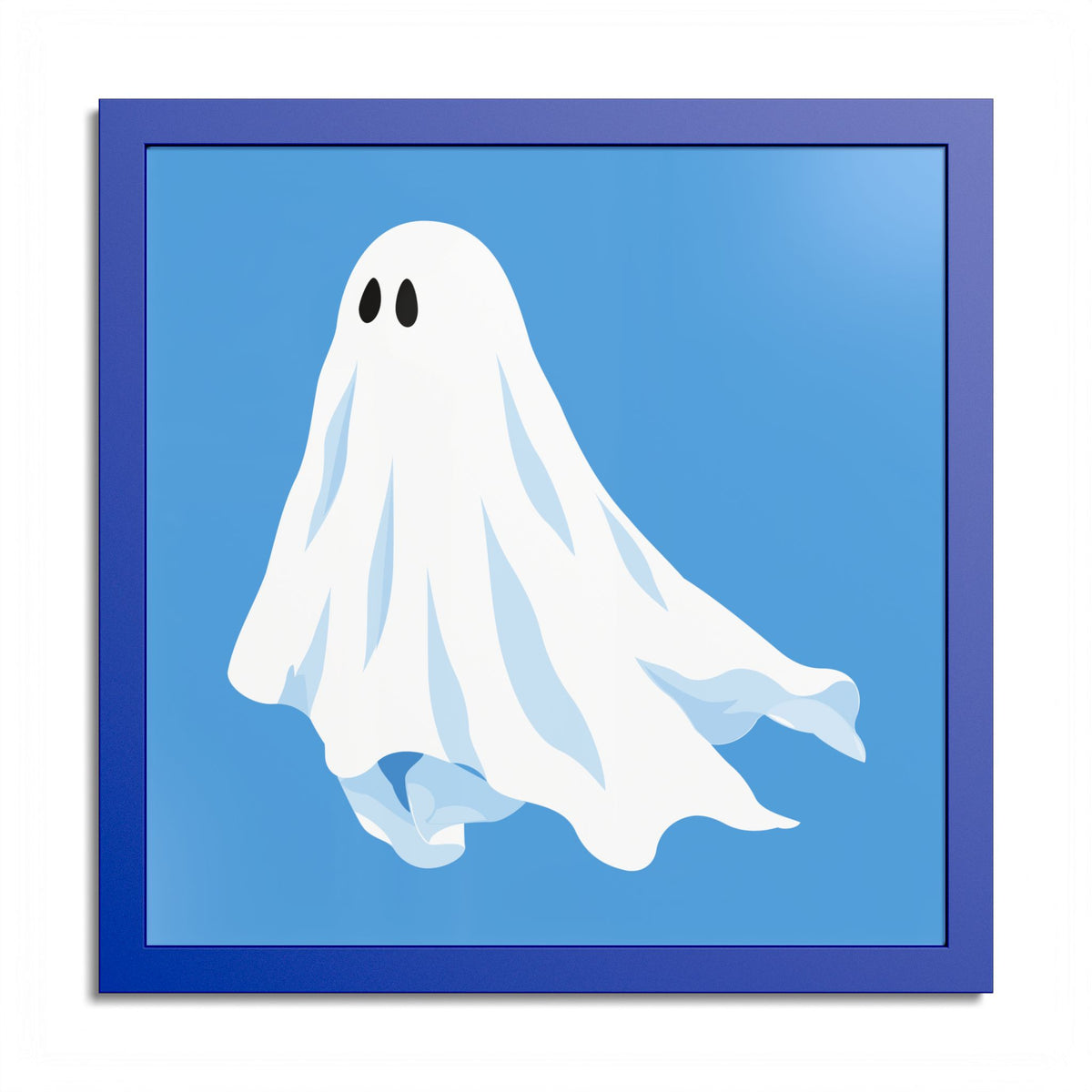 Blue ghost framed art print with an ocean blue frame