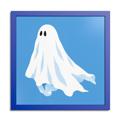 Blue ghost framed art print with an ocean blue frame