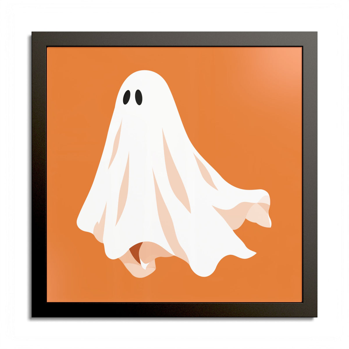 Orange ghost framed art print with a black frame