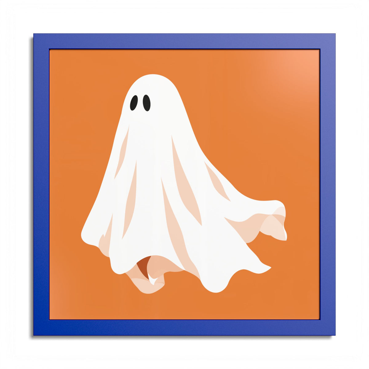 Orange ghost framed art print with an ocean blue frame