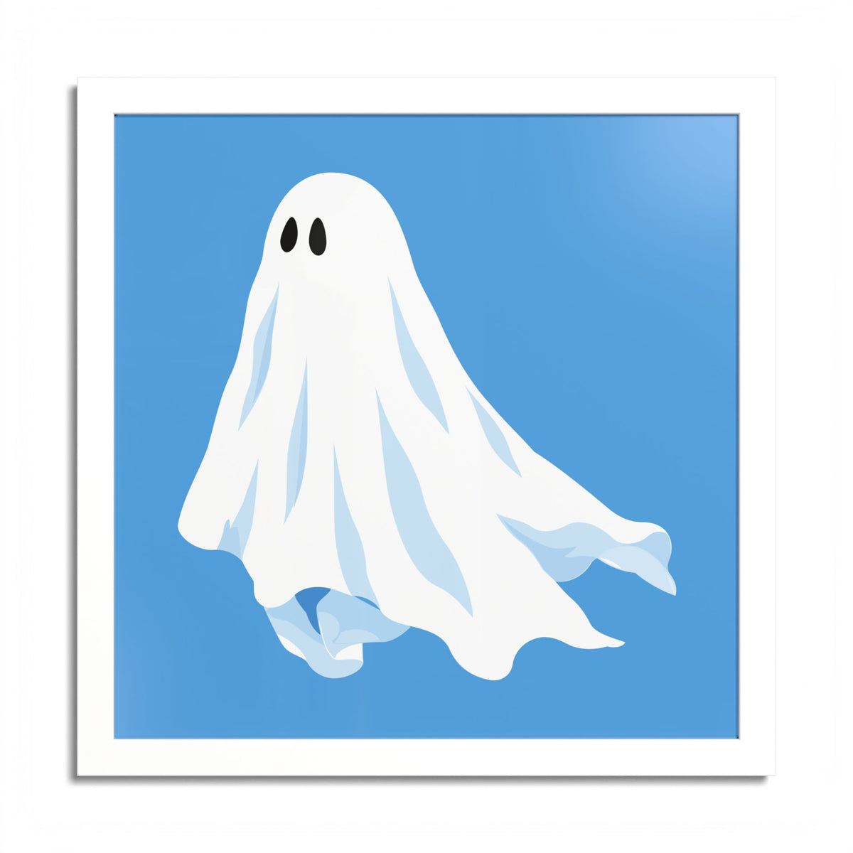 Blue ghost framed art print with a white frame