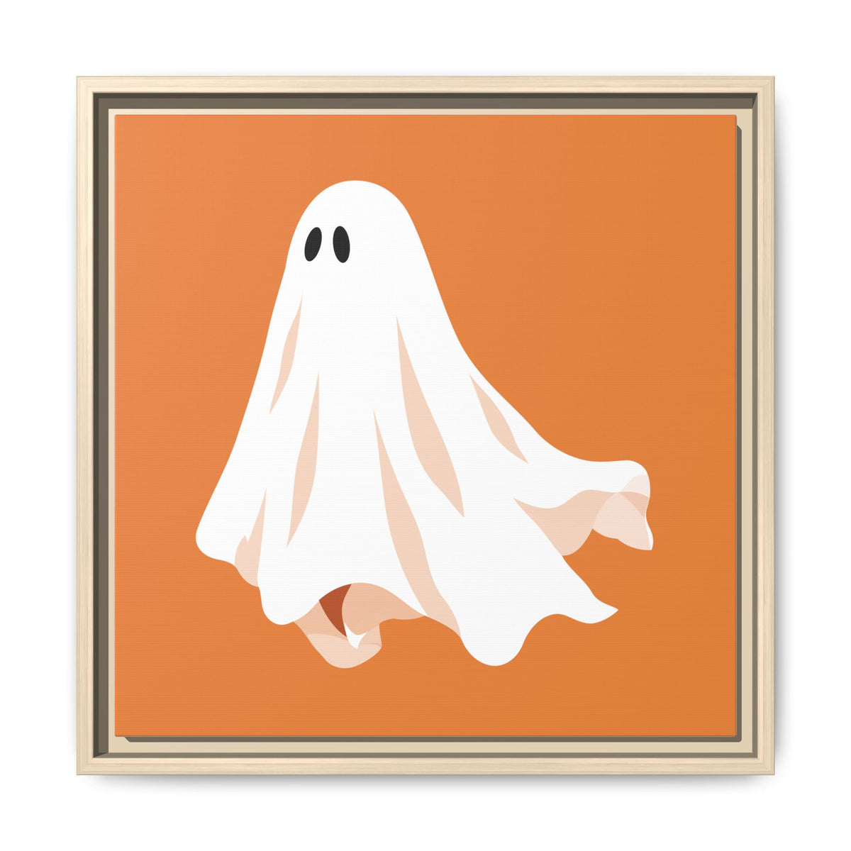 Orange ghost framed canvas print with a natural frame