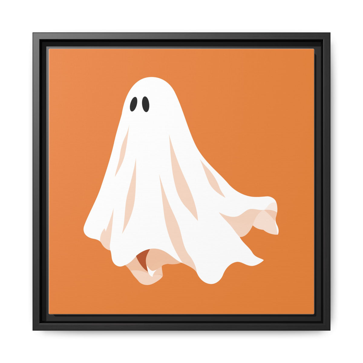 Orange ghost framed canvas print with a black frame