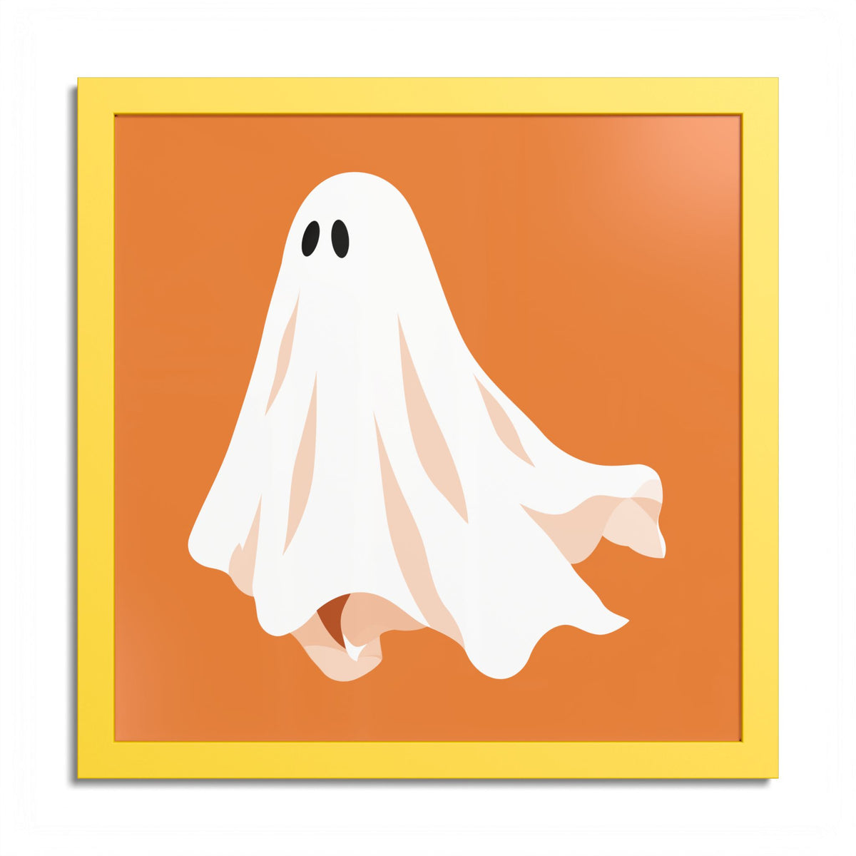 Orange ghost framed art print with a yellow frame