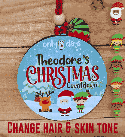 Personalized Elf Christmas Countdown Ornament