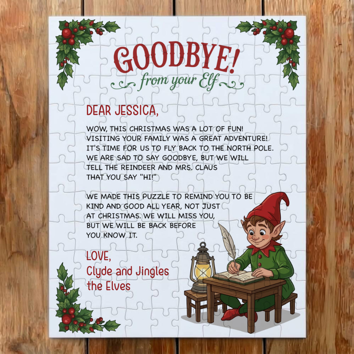 Personalized Christmas Elf Jigsaw Puzzle in Tin Box