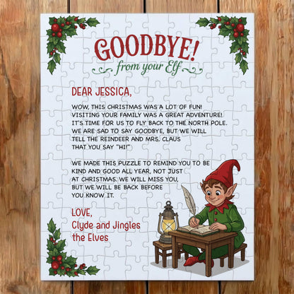 Personalized Christmas Elf Jigsaw Puzzle in Tin Box