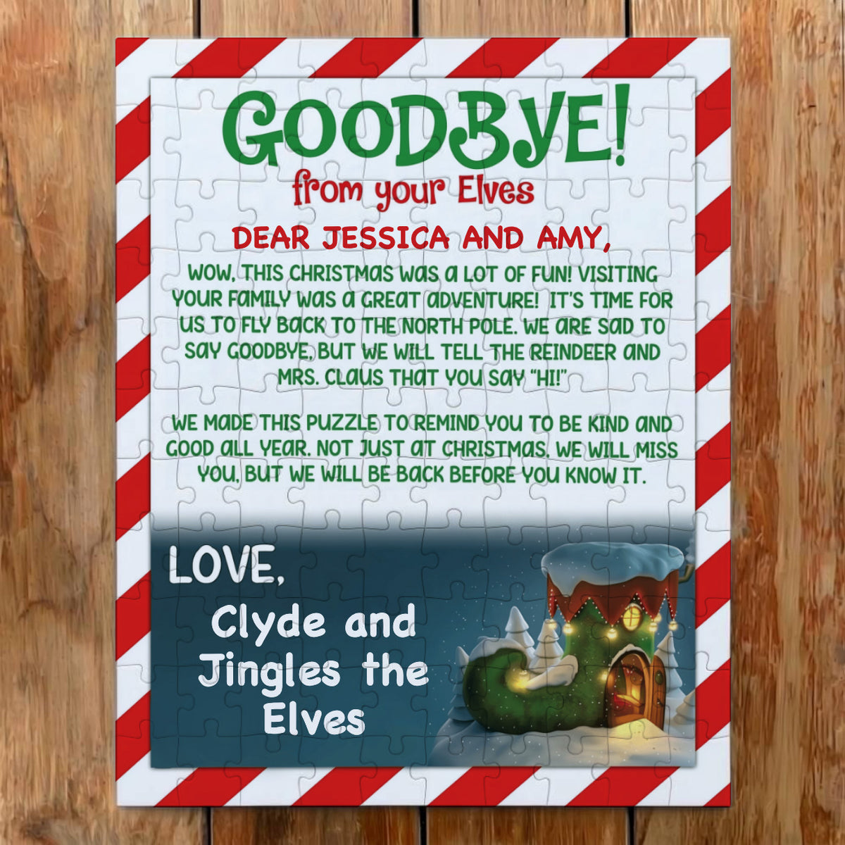 Personalized Christmas Elf Jigsaw Puzzle in Tin Box