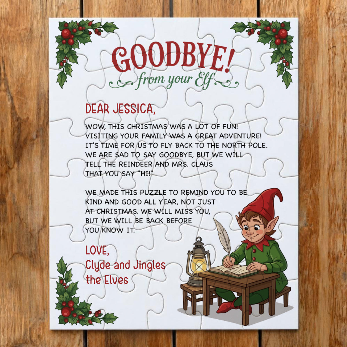 Personalized Christmas Elf Jigsaw Puzzle in Tin Box