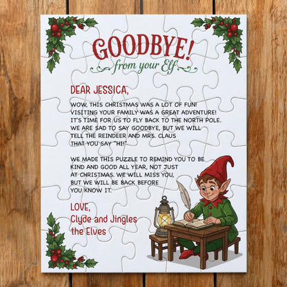 Personalized Christmas Elf Jigsaw Puzzle in Tin Box
