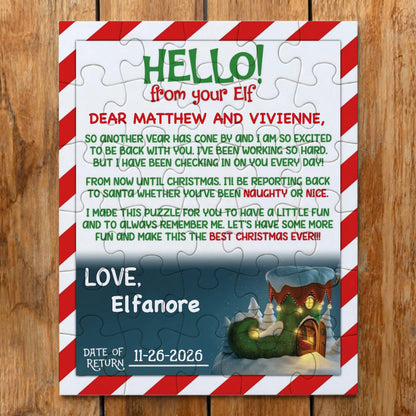 Personalized Christmas Elf Jigsaw Puzzle in Tin Box