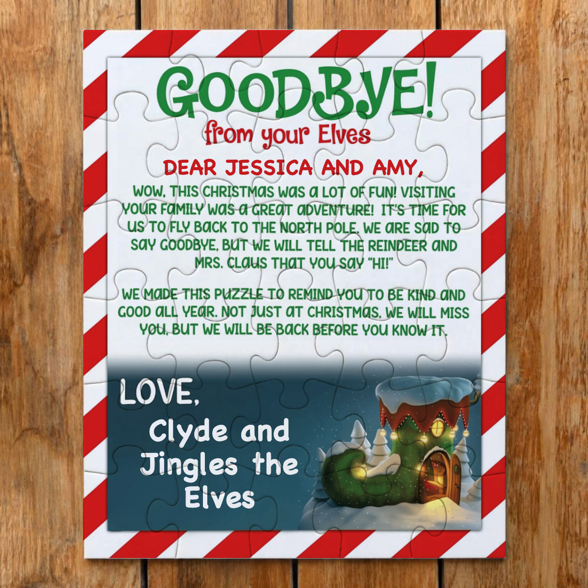 Personalized Christmas Elf Jigsaw Puzzle in Tin Box